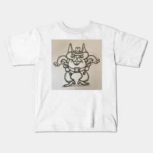 Cowboy cat T-shirt (uncoloured version with visible pencil lines) Kids T-Shirt